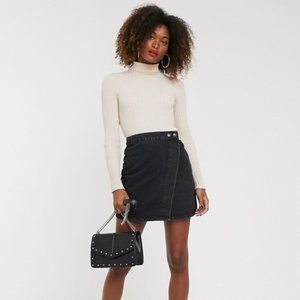 ASOS Black Denim Wrap Skirt